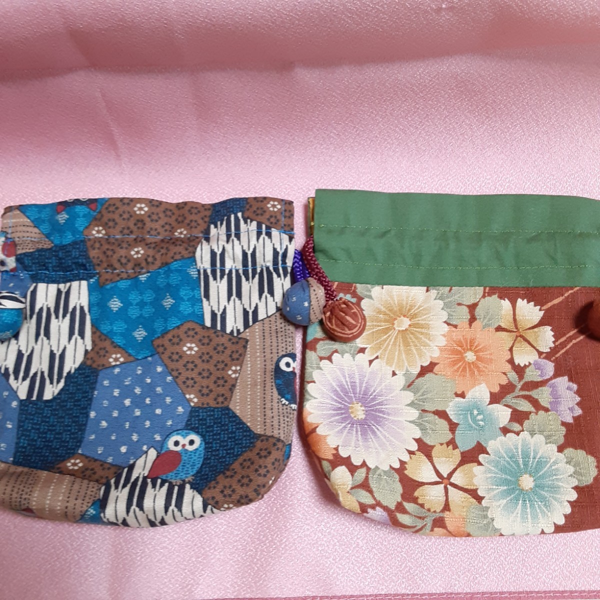 * peace pattern Mini pouch 2 point set * hand made [ unused ]