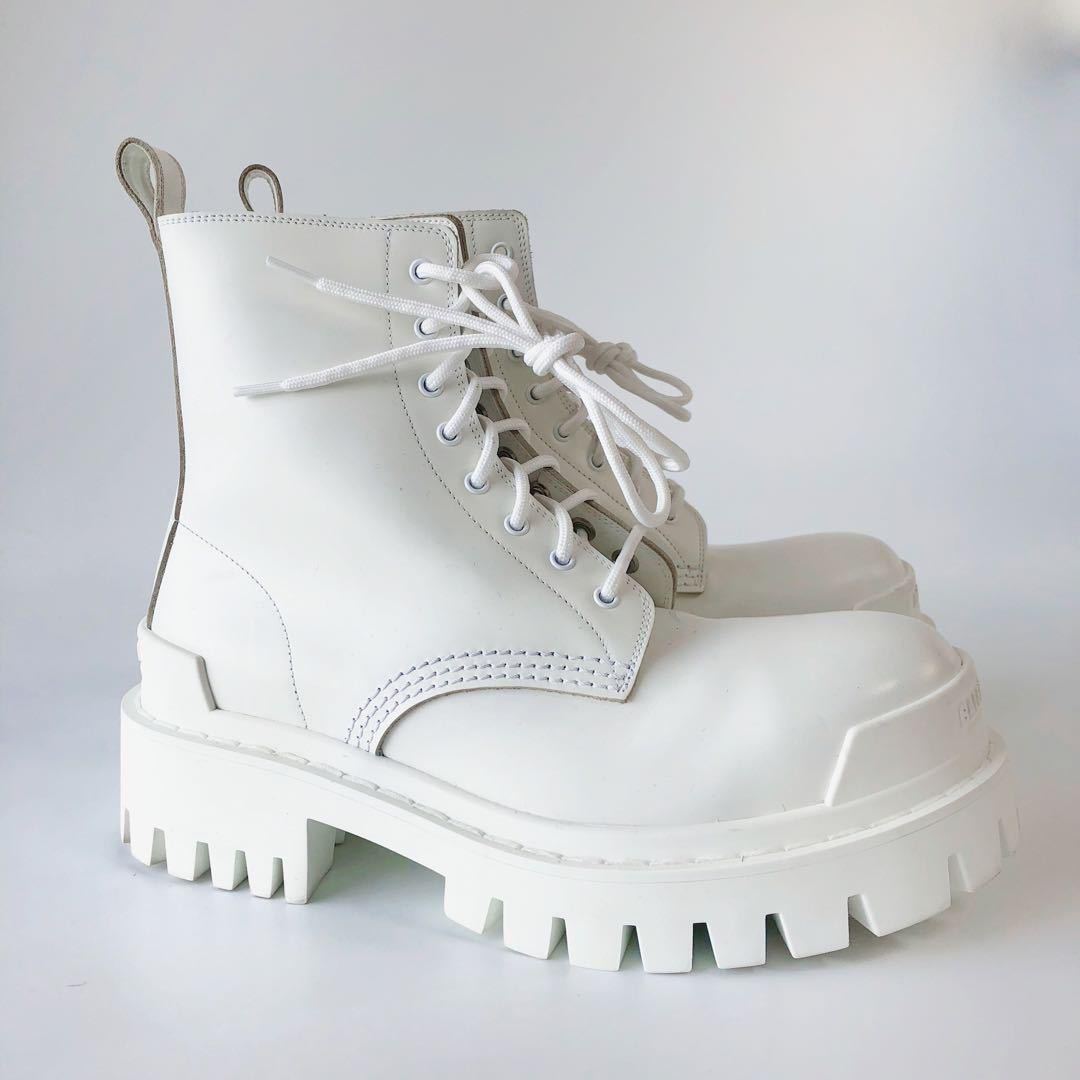 バレンシアガ Strike レザーショートブーツ 靴/590974/37/ホワイト/BALENCIAGA バレンシアガ レザー ショートブーツ 36  厚底