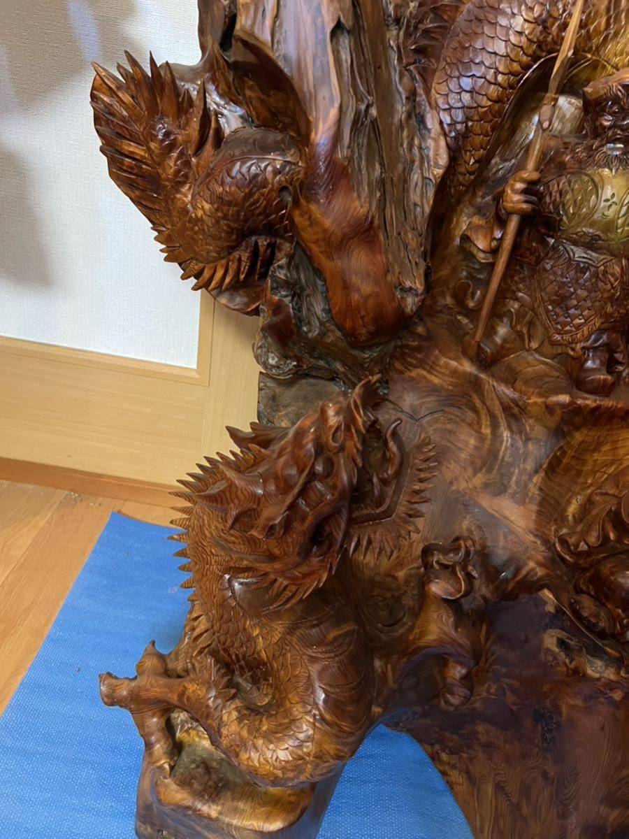 大型 約145cm !!】一刀彫 七福神/龍 木彫り 縁起物 置物 七福神 大型 約145cm !!】一刀彫 七福神/龍 木彫り 縁起物 置物 七福神