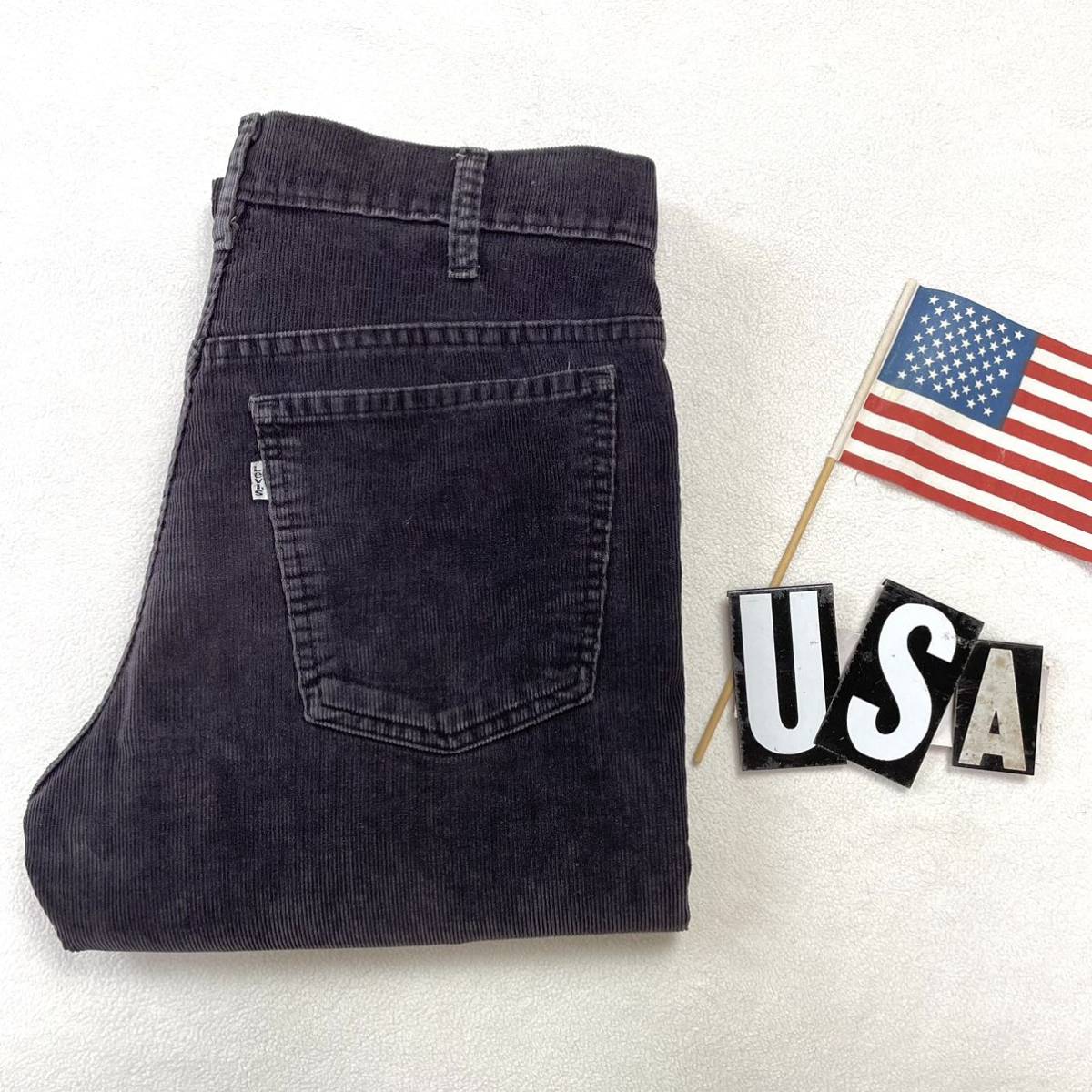 [ прекрасный товар * редкий черный ]70s Levi's 519 вельвет брюки USA America производства Vintage Levi\'\'s американский б/у одежда Vintage распорка TALON чёрный 