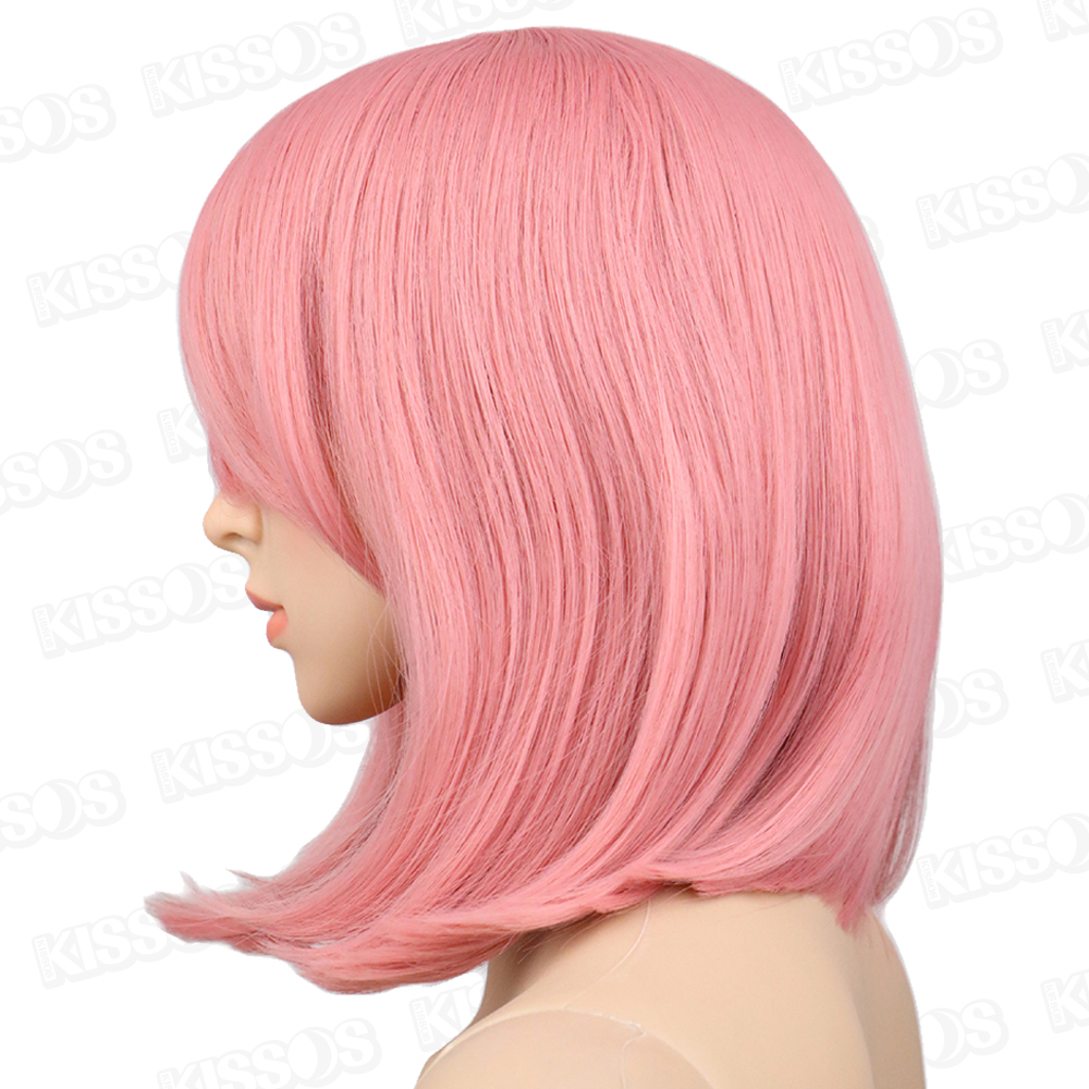  wig Short hair Bob cosplay anime ime changer change equipment fancy dress Halloween Event party festival over .( pink )