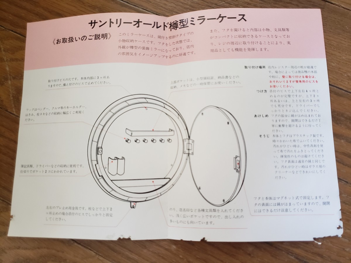 サントリーオールド 樽型ミラーケース 未使用品 1981年 アンティーク ヴィンテージ 非売品 壁掛けタイプ 昭和 レトロ