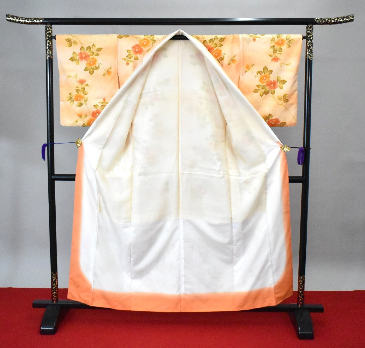 小紋 着物 花 葉 可愛い おしゃれ 身丈153.5cm 裄丈66cm　★ kb-4215 着物屋ほたる_画像5