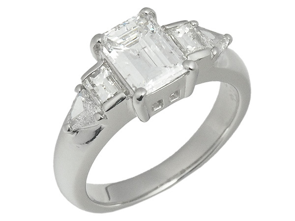 ◆ミウラ◆エメラルドカット ダイヤモンド/1.522ct・0.61ct リング 13.5号 Pt900 仕上済_画像1