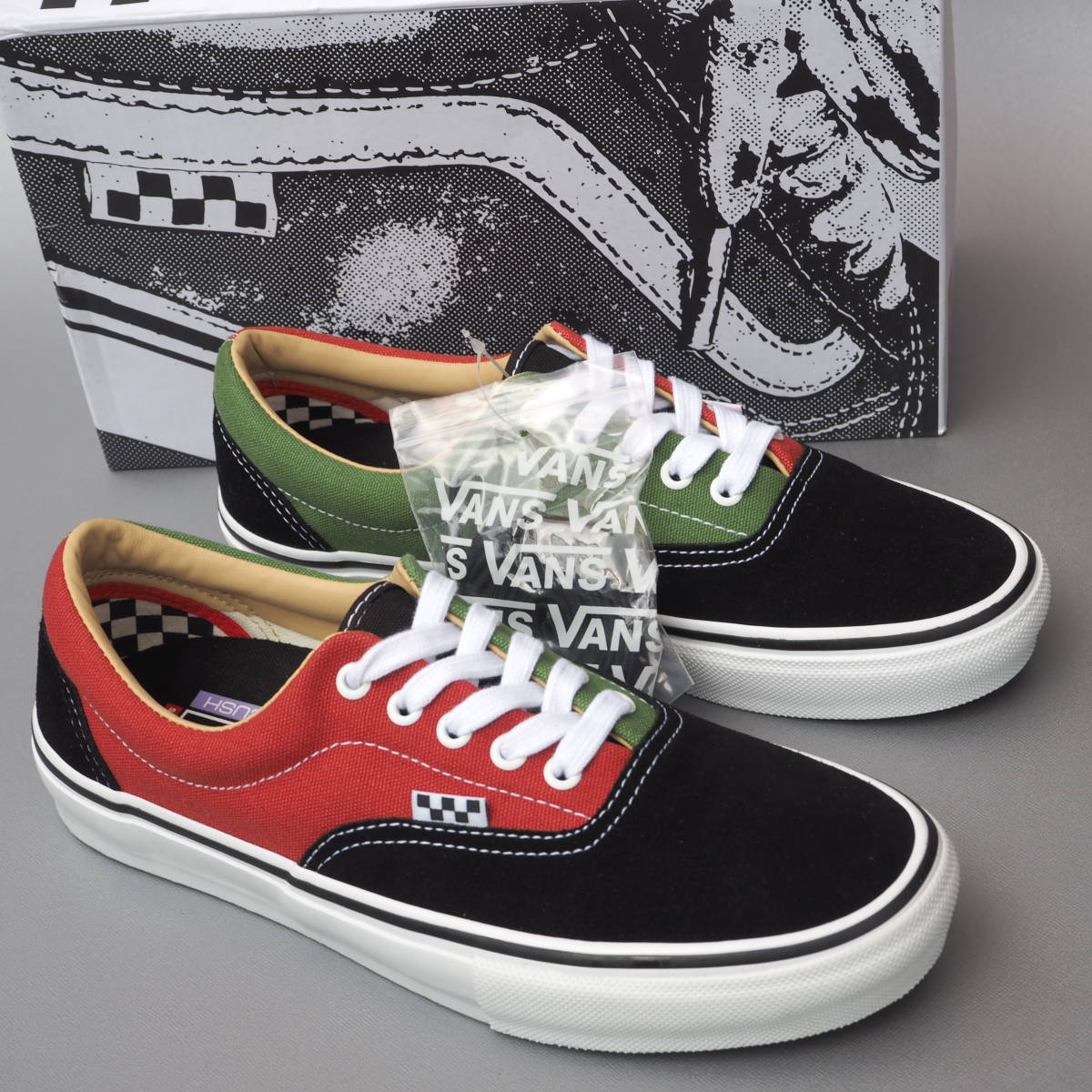 デッド!! 新品 USA限定 26,5cm VANS ERA PRO 黒スエードｘエンジｘグリーン 箱付