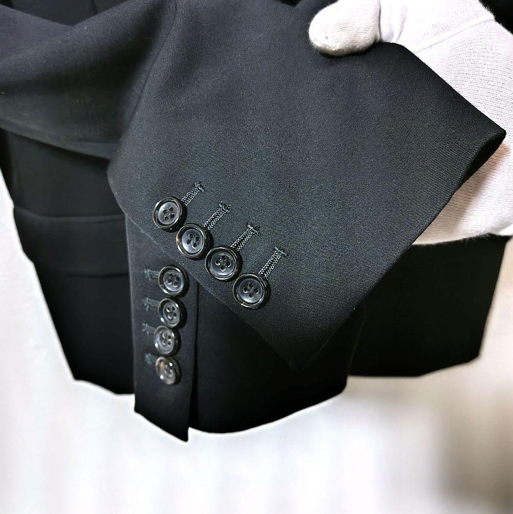 定番LITHIUM HOMMEリチウムオム 1Bテーラードジャケット 黒 46 正規品 細身 綺麗目 モードドメブラ タキシード 冠婚葬祭 メンズ