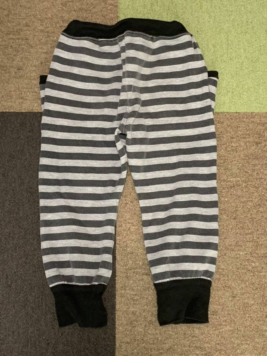  old clothes border pattern sweat pants 110cm tora man boys child KIDS trousers black grey black gray 