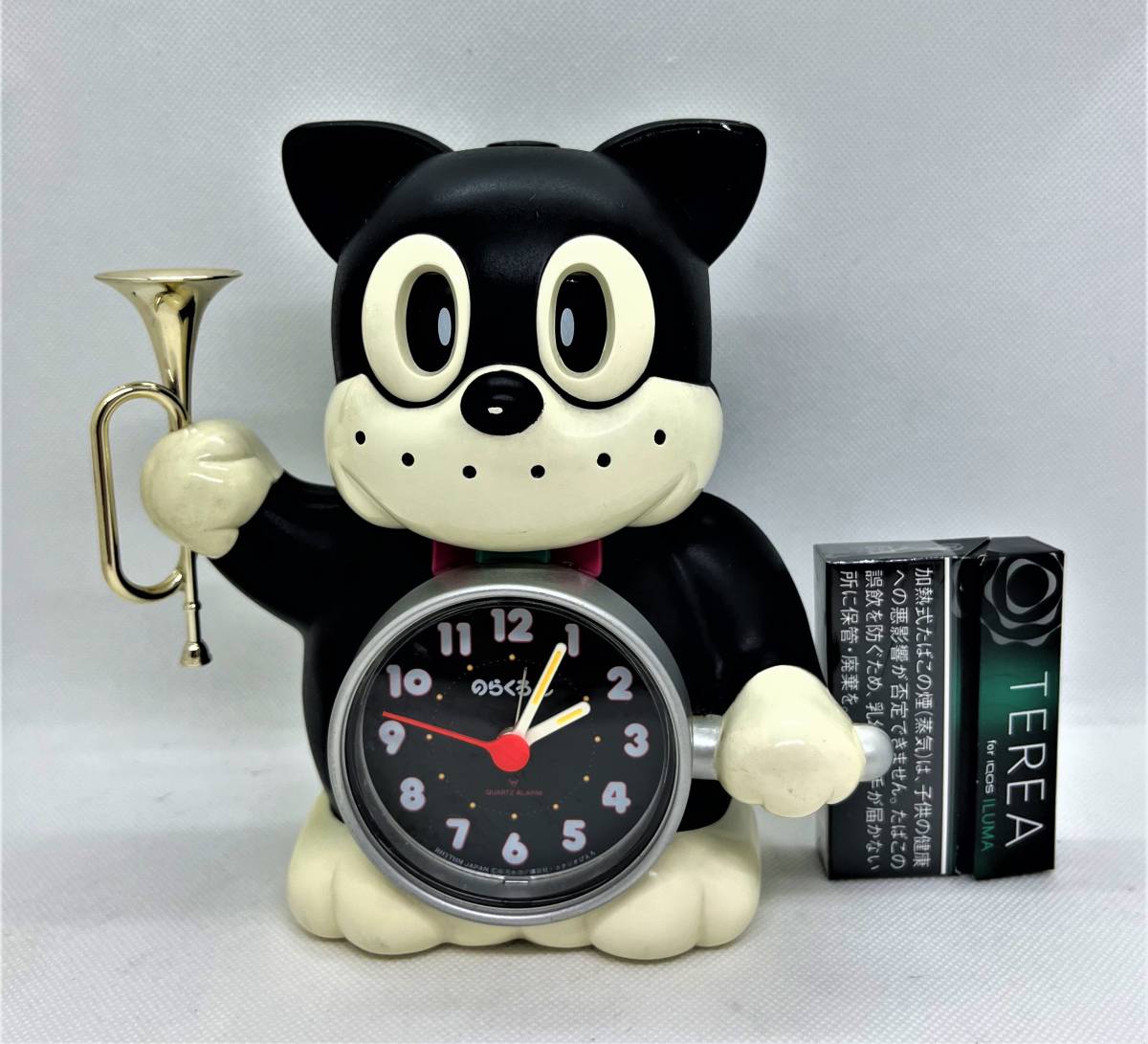中古 のらくろくん 目覚まし時計 希少 レトロ 可動 置き時計/1612 の
