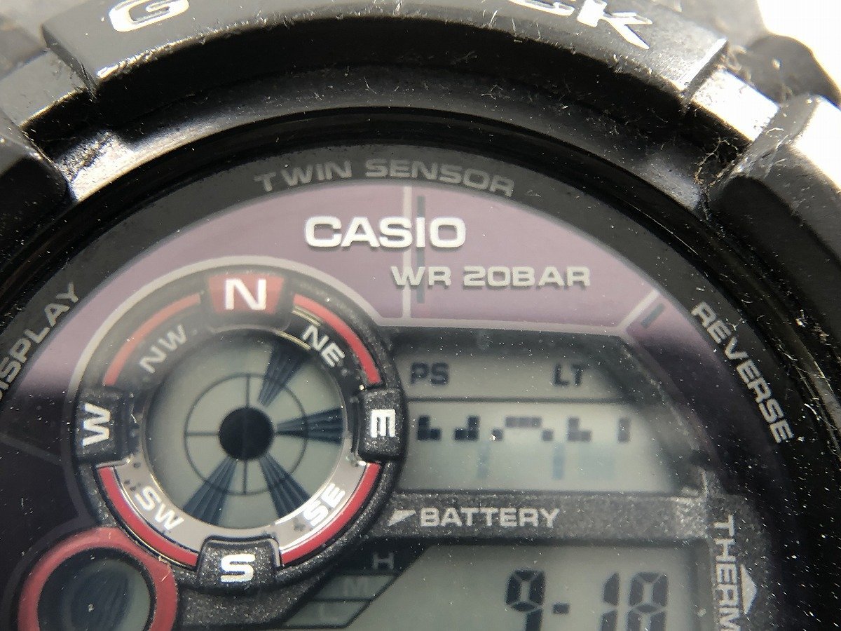 ジャンク CASIO G-SHOCK 3260 GW 9300 MUDMAN MULTI BAND 6 ソーラー電波 腕時計 ツインセンサー ブラック 可動 液晶不具合[03-2534_画像6