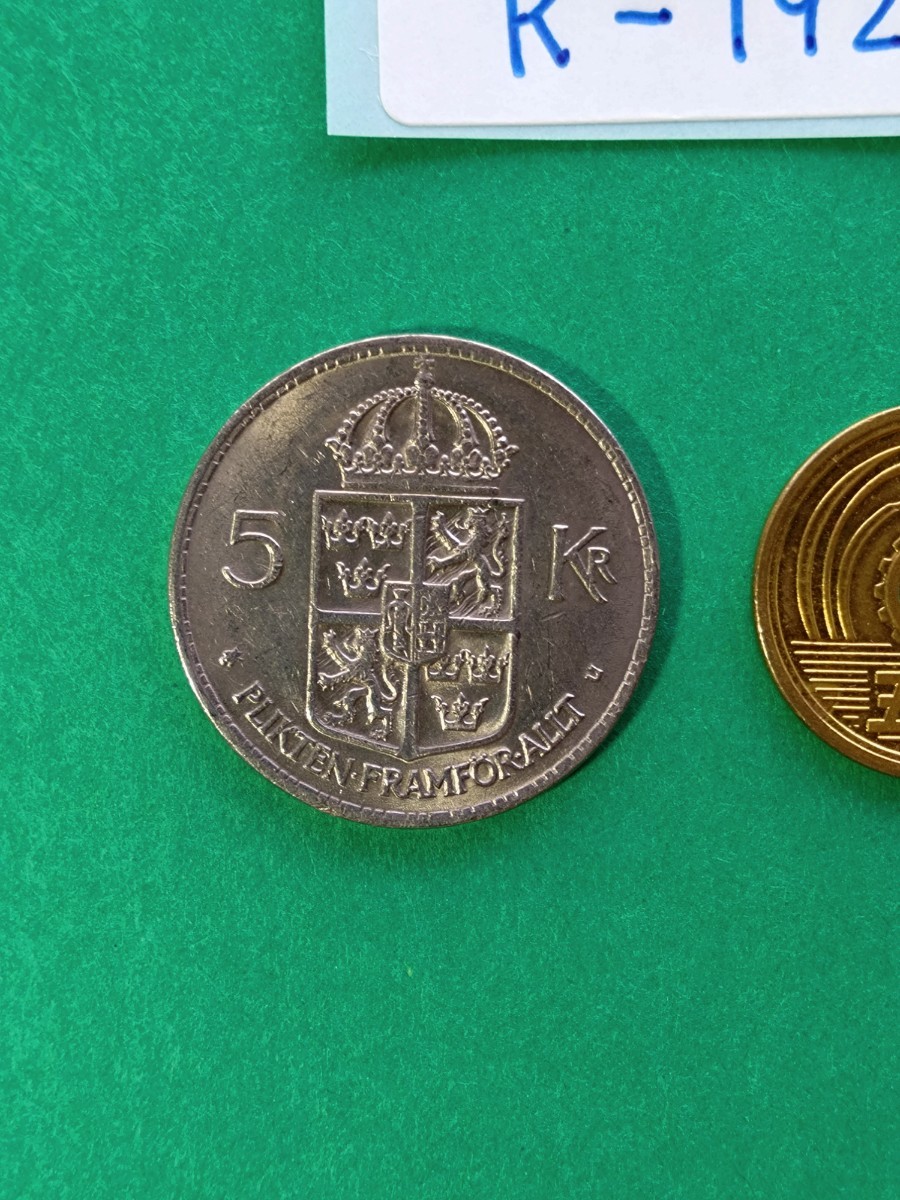 外国コイン　スウェーデン　(Rー１９２)　５クローネ硬貨　１９７２年_画像2