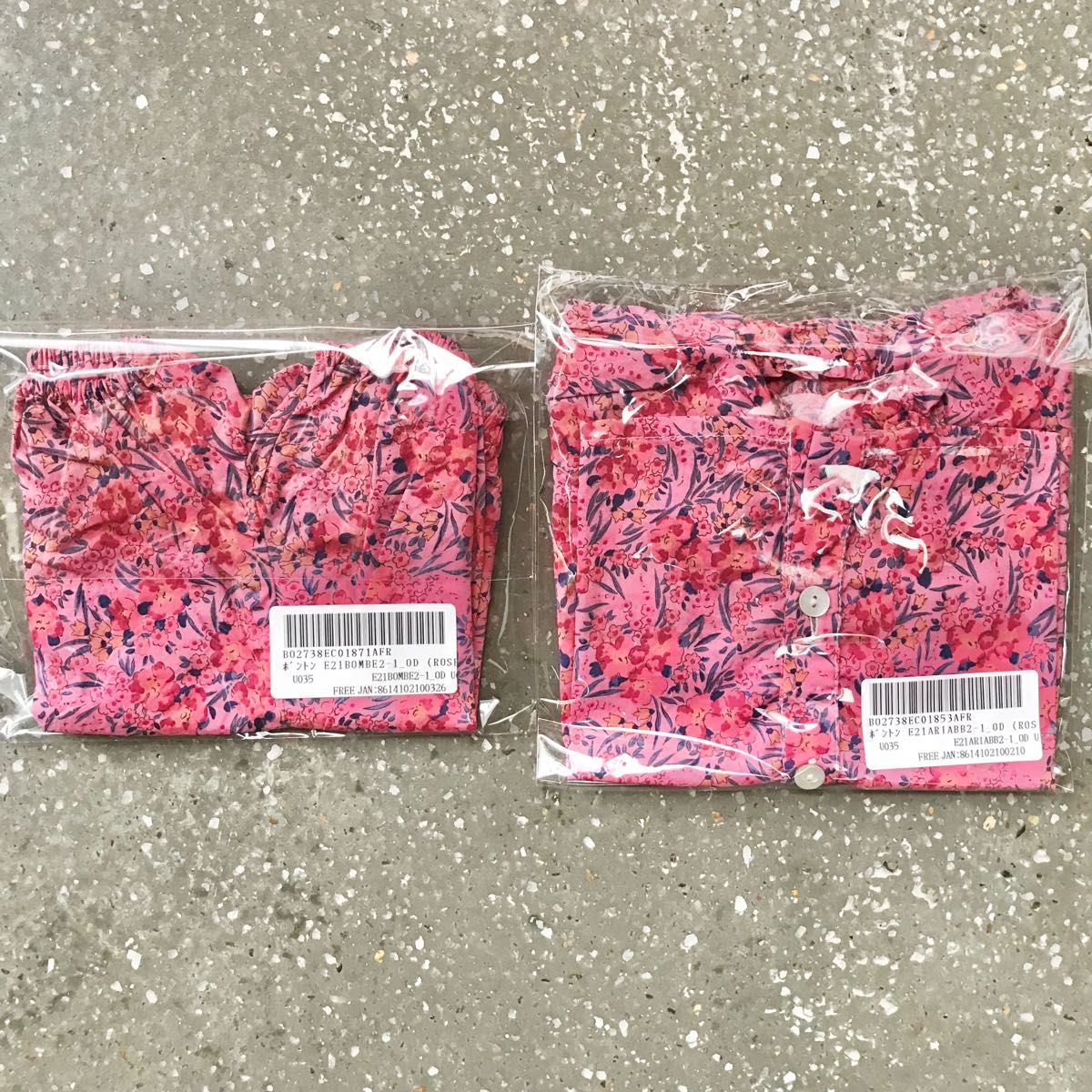 【未使用】BONTON ボントン 6M 70 上下　セットアップ　花柄　ピンク　ベビー服