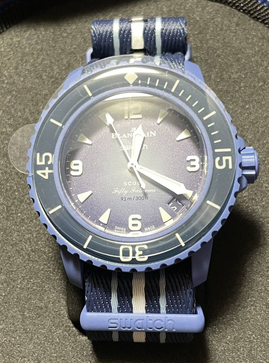 【未使用】Blancpain x Swatch Bioceramic Scuba Fifty Fathoms Atlantic Ocean ブルー_画像1