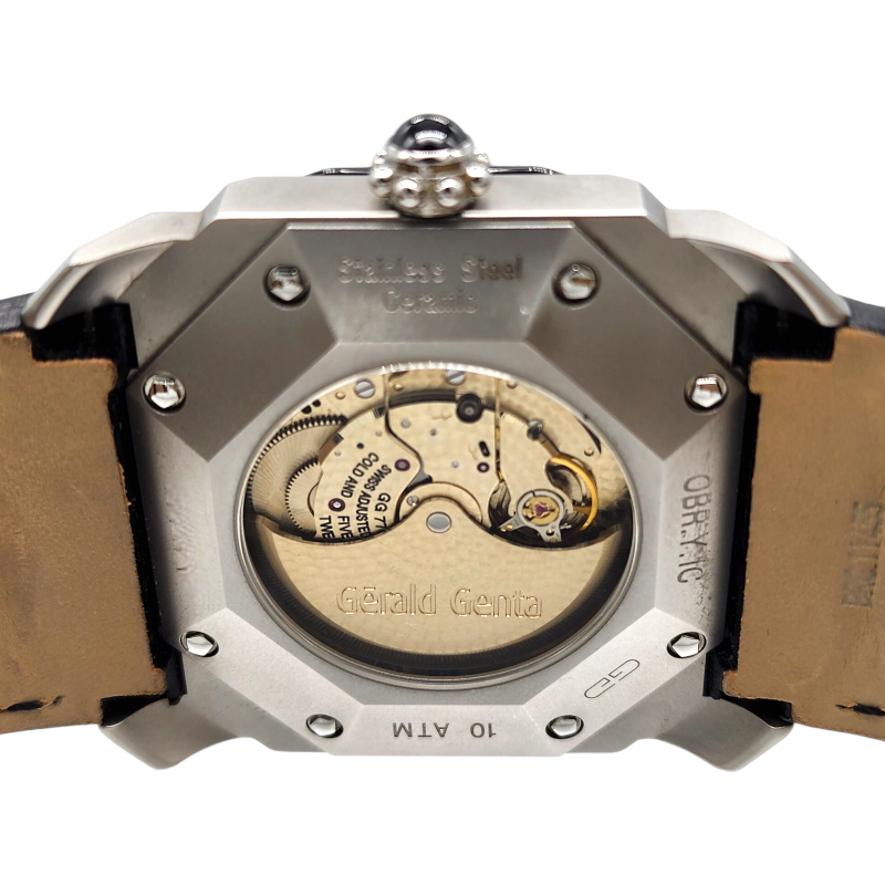 ブルガリ BVLGARI オクト バイレトロ ジェラルド・ジェンタ BGO43BSCVDBR SS/セラミック/アリゲーターレザーベルト 腕時計 メンズ 中古_画像4