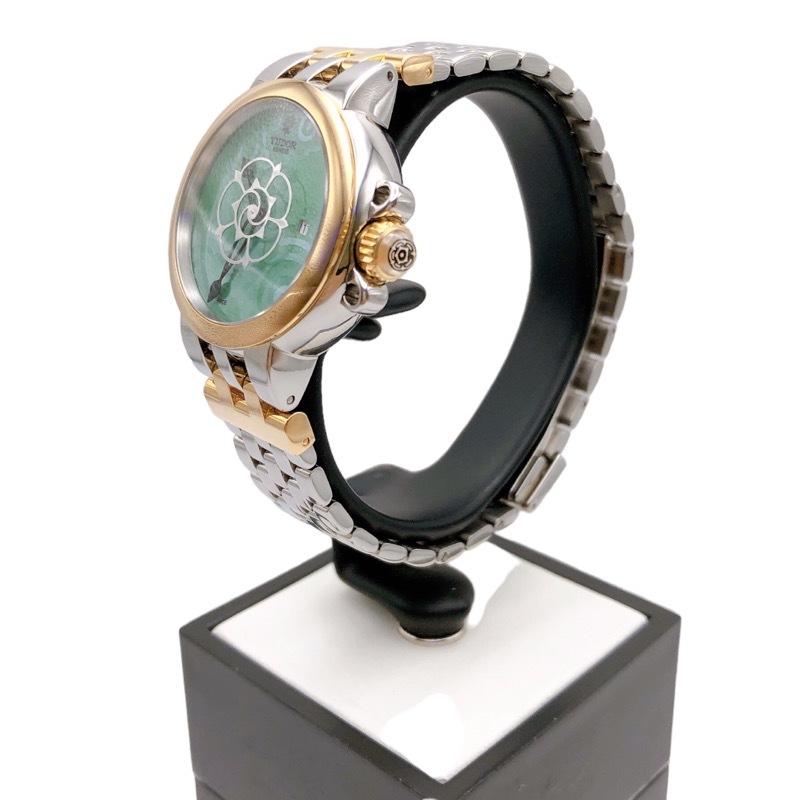 chu-da-/ Tudor TUDOR Crea du rose green shell 85401 stainless steel PG/SS/ green shell wristwatch lady's used 
