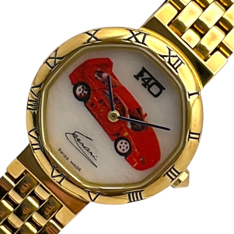 ジェラルド・ジェンタ Gerald Genta フェラーリF40 G29857 K18イエローゴールド 腕時計 レディース 中古