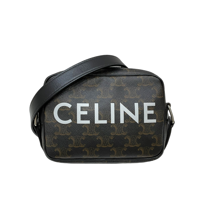 セリーヌ CELINE ミニメッセンジャーバッグ 19451 ブラック トリオンフキャンバス ショルダーバッグ レディース 中古