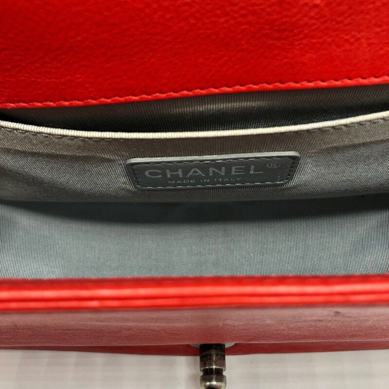 シャネル CHANEL ボーイシャネル25 レッド×SV金具 カーフ ショルダーバッグ ユニセックス 中古_画像9