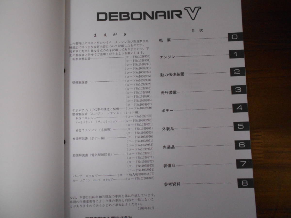 A8945 / DEBONAIR V Debonair E-S11A S12A new model manual 89-10 No.1038936