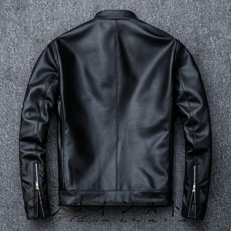  popular beautiful goods * sheepskin stand-up collar Single Rider's leather jacket black size Italian leather Ram sheep leather 