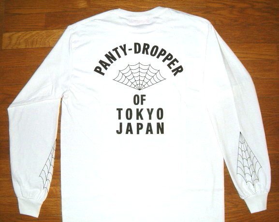 新品 PANTY DROPPER パンティードロッパー ヘビーコットン生地 プリント 長袖 Tシャツ (XLサイズ/白) スカル スパイダーウェブ バイカー_画像2