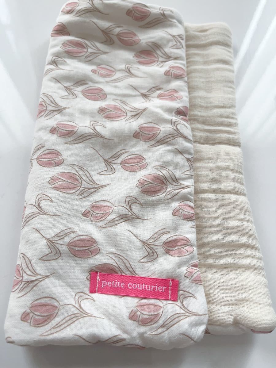 *matibari* prompt decision! free shipping! hand made soft 8 -ply gauze handkerchie large size * elegant tulip 