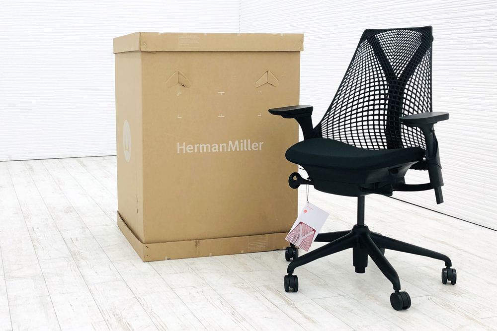 【未開封未使用品】 ハーマンミラー セイルチェア ミドルバック 中古 Herman Miller 中古オフィス家具 フルアジャスタブル 可動肘 ブラック_画像1