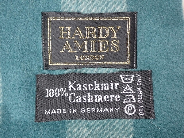 送料無料 HARDY AMIES カシミヤマフラー★ハーディエイミス/ドイツ製/カシミヤ100％/23*9*2-8_画像7