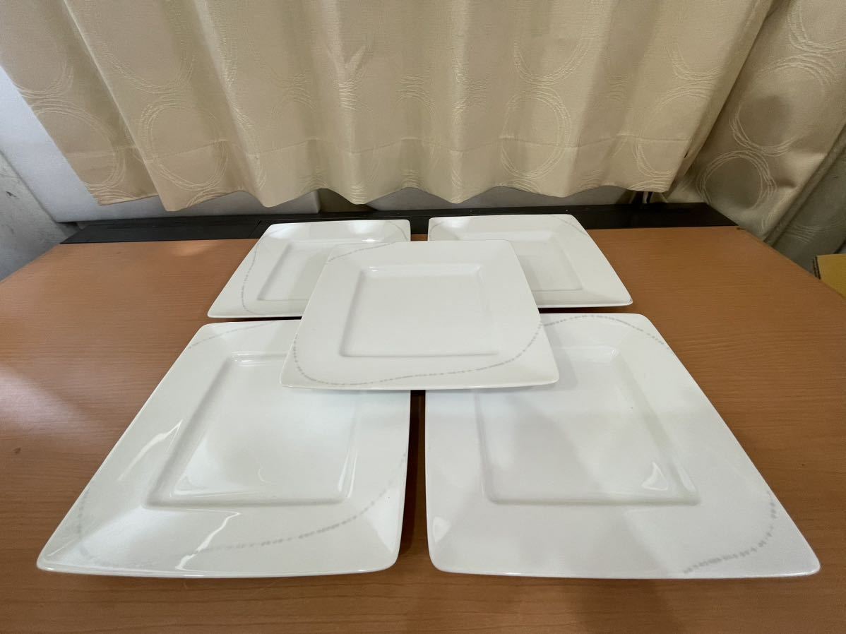 XL6553 Noritake ノリタケ 四角皿 ホワイト 白色食器 5枚１組　皿　食器 0522_サイズ：24.5*24.5ｃｍ