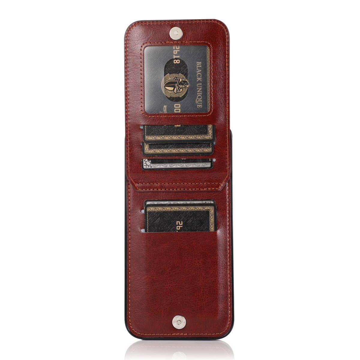 iPhone 15 レザーケース アイフォン15 バックケース iPhone15 背面カバー 手帳型 カード収納 ブラウン_画像7