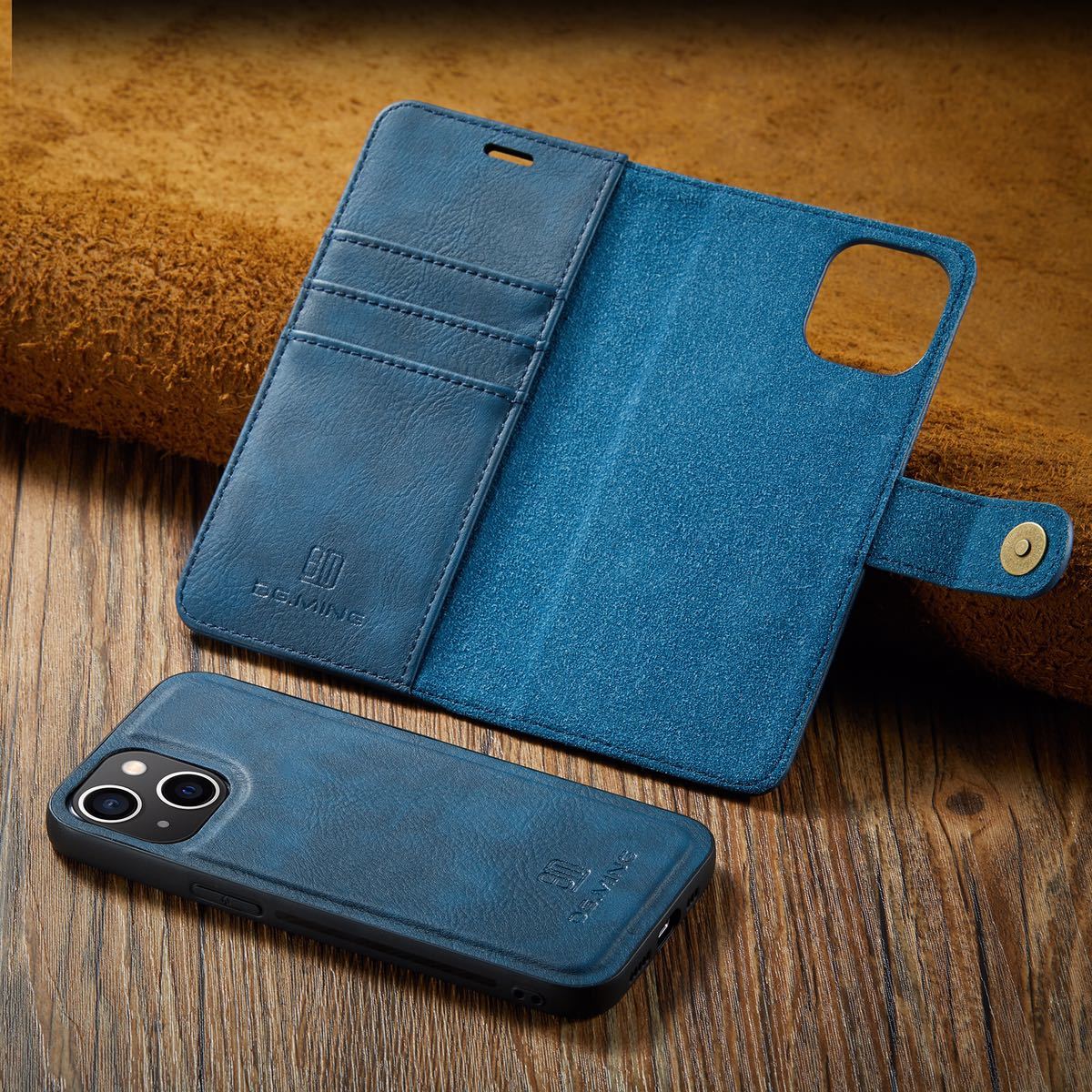 iPhone 15 plus leather case iPhone 15 plus case iPhone15 pluska Barker do storage removed possibility notebook type blue 