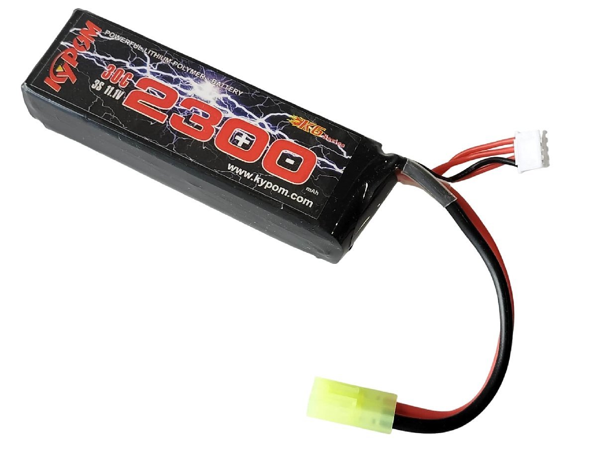 Kypom S電動ガン 11.1V 2300mAh 30C60C リポミニタミヤ コネクター 電動ガン エアガン リポ リチウムポリマー バッテリー　★_画像1