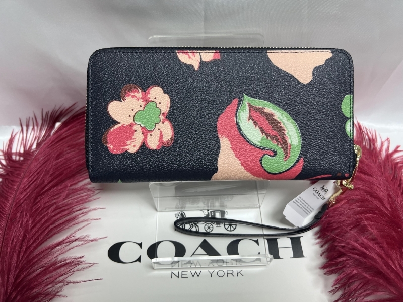 COACH 財布 コーチ 長財布 アコーディオン ジップ ウォレット フローラル プリント ミッドナイトマルチ ドリーミー ランド