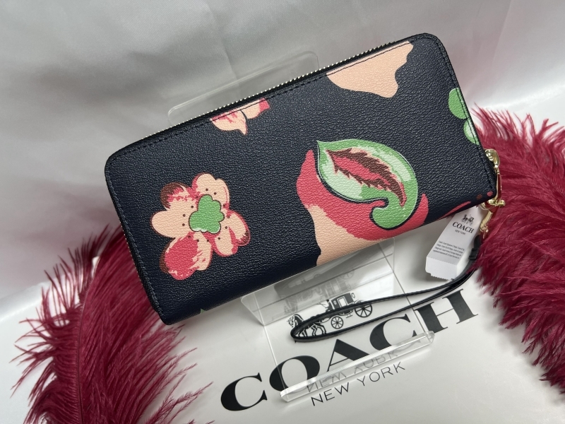 COACH 財布 コーチ 長財布 アコーディオン ジップ ウォレット フローラル プリント ミッドナイトマルチ ドリーミー ランド