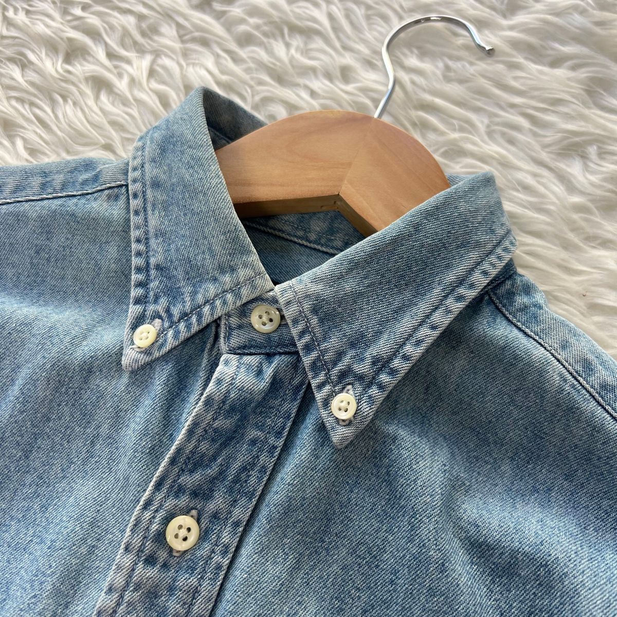 90S ポロ ラルフローレン 長袖 デニムシャツ インディゴブルー 150