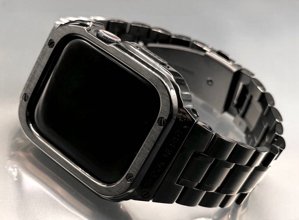  metal черный Apple часы частота нержавеющая сталь покрытие Apple Watch кейс 44mm 45mm мужской женский в одном корпусе ремень series4~9