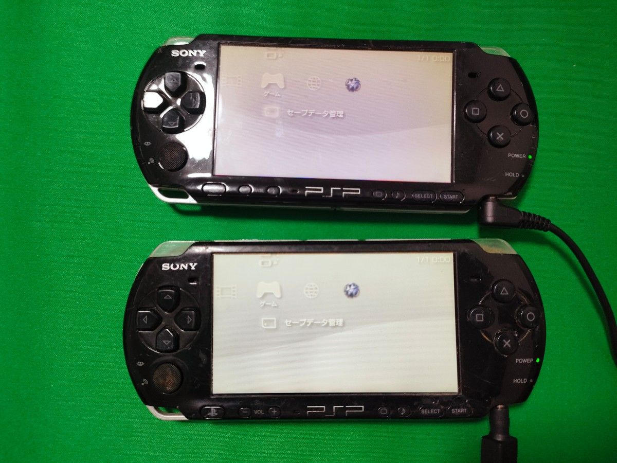 SONY PSP本体 PSP-3000 ピアノブラック UMD起動NG 2台セット 裏蓋バッテリーなし