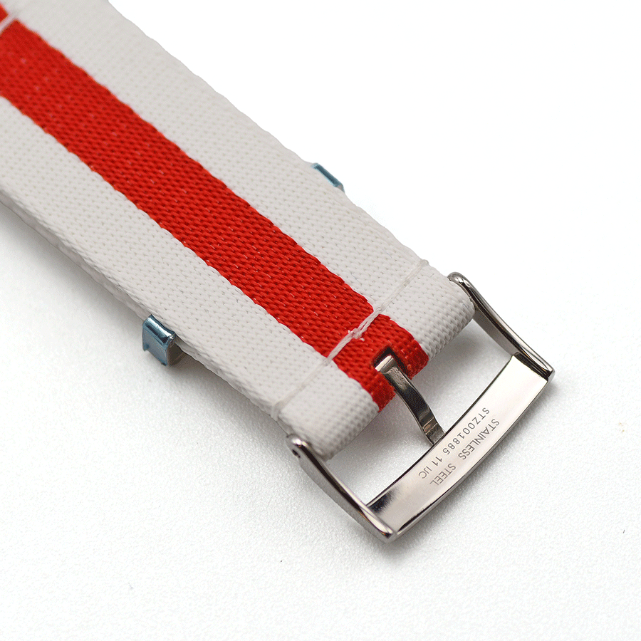 OMEGA Omega NATO strap original clock belt nylon white / red 21mm width unused goods 