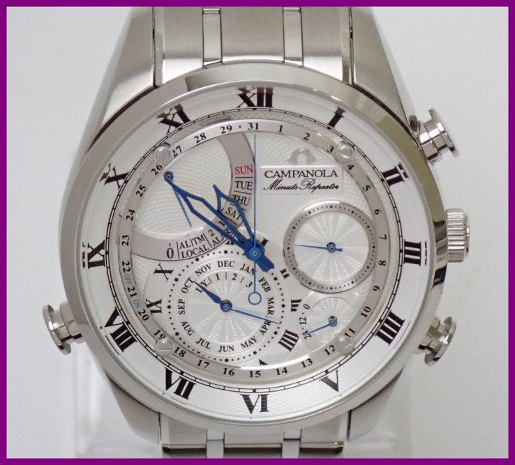 □美品 CITIZEN/シチズン CAMPANOLA カンパノラ ミニッツリピーター クォーツ腕時計 AH7060-53A/ホワイト文字盤/3針/付属品有&1913800006