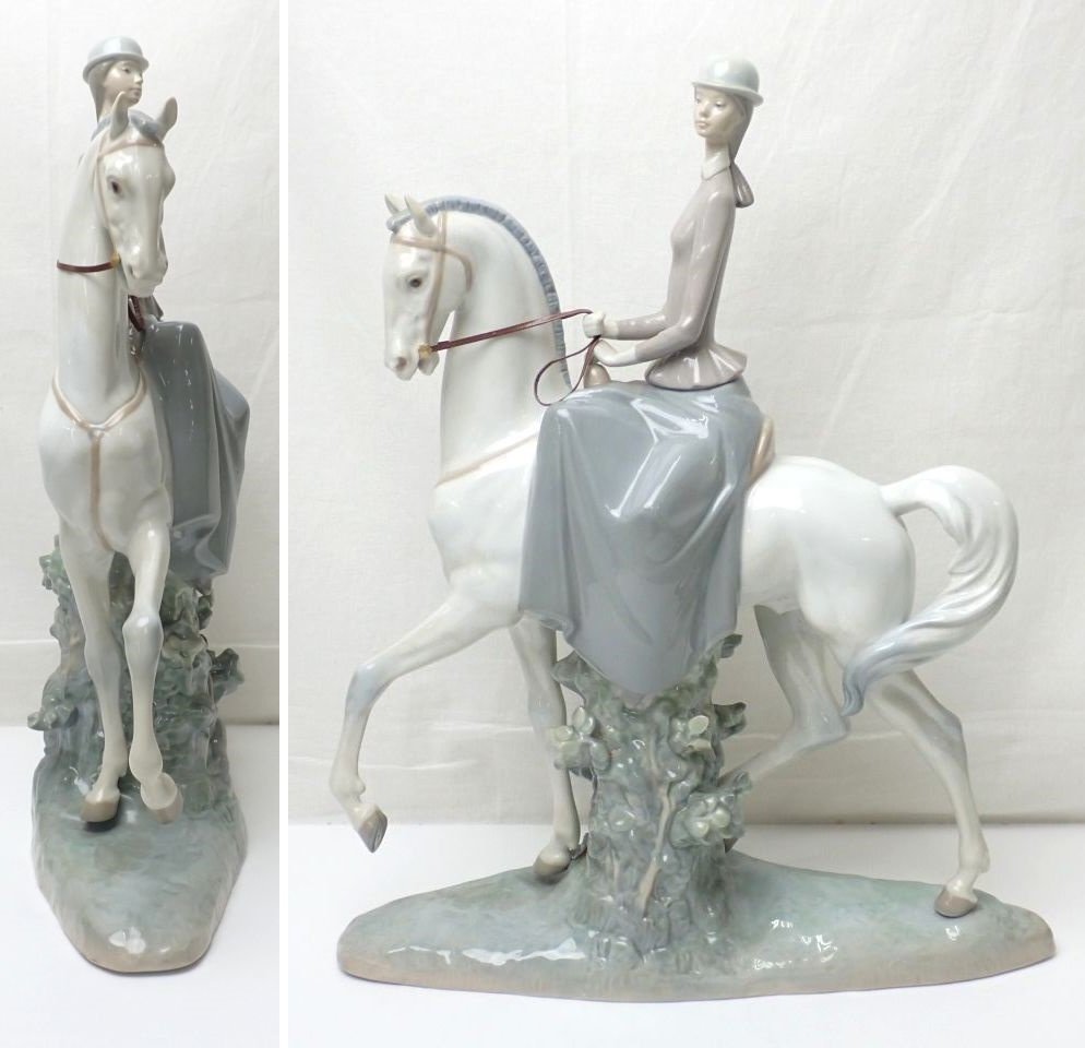 ★Lladro/リヤドロ 白い馬の少女 大型フィギュリン 04516/全高約45cm/陶器人形/置物/インテリア&1795200127_画像3