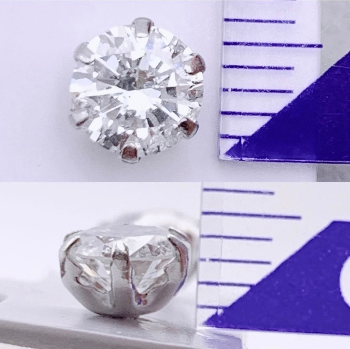 新品 天然 ダイヤモンド 一粒 1.288ct プラチナ 両耳 ピアス