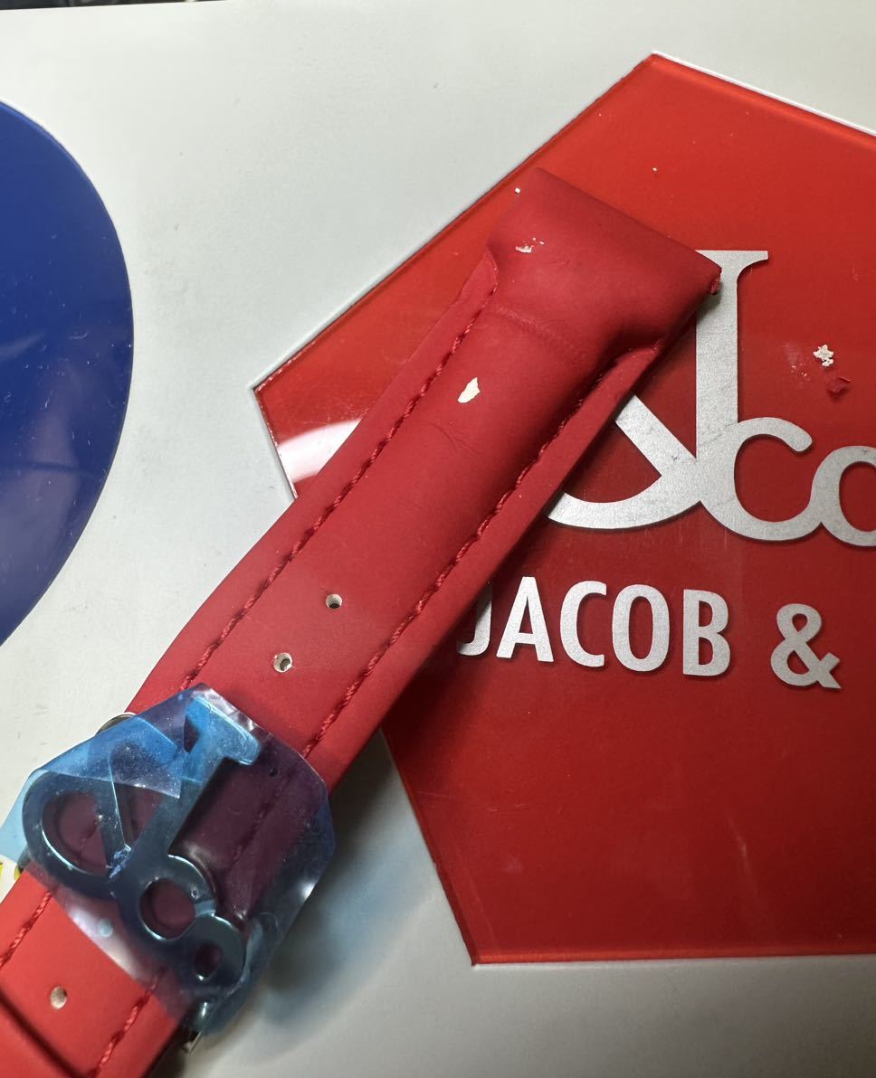 【新品未使用】jacob&co ジェイコブ　ベルト　47mm レッド　ファイブタイムゾーン　時計ベルト