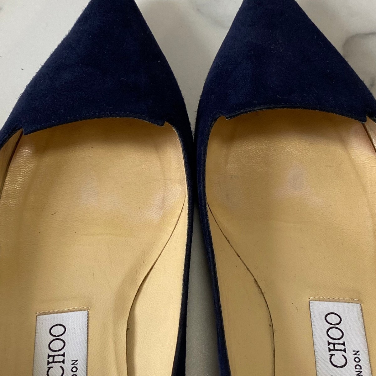 0969　JIMMYCHOO ジミーチュウ　スエード　パンプス　ネイビー　NVY　靴　美品