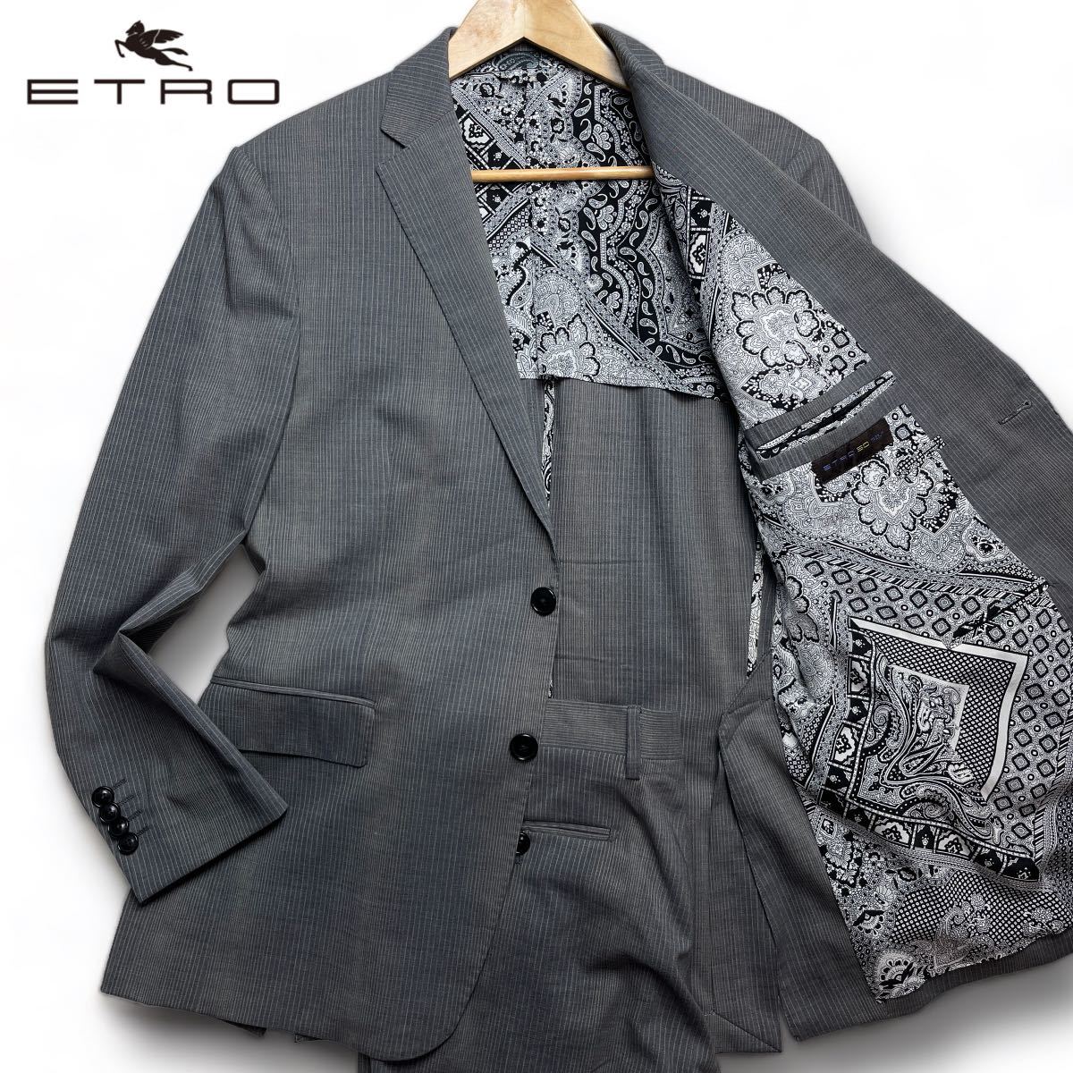 超爆安 ○ETRO 極美品/XL エトロ グレー 50サイズ 背抜き ビジネス 総