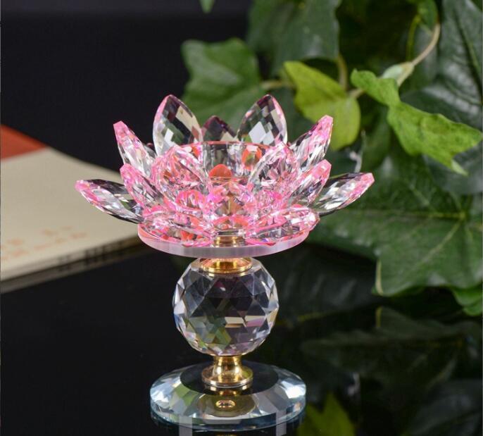 新品　新入荷 燭台 キャンドルホルダー クリスタルガラス 蓮の花 ロータス ローソク立て 置物 風水　2点セット　お色選択可_画像5