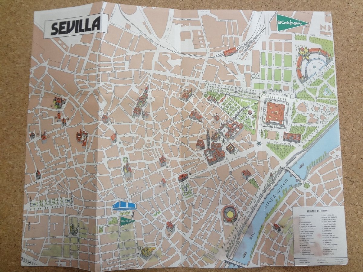 b□　スペイン　古い観光パンフレット・リーフレット　2点セット　 セビーリャ　地図　スペイン語　/b27_画像4