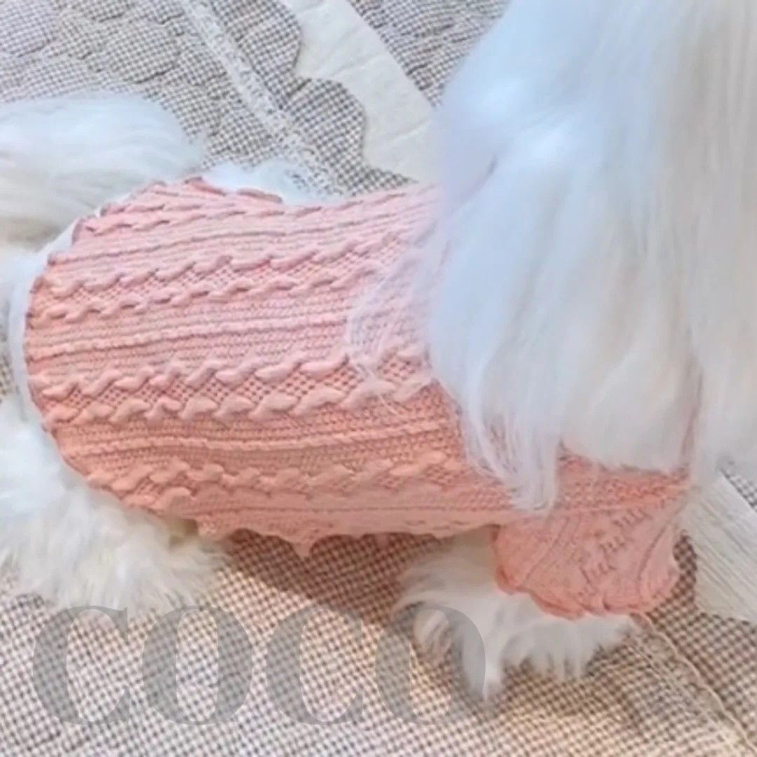 １　M〈プラス〉サイズ　ピンク秋冬ニット　犬服犬の服ドッグウェア秋冬