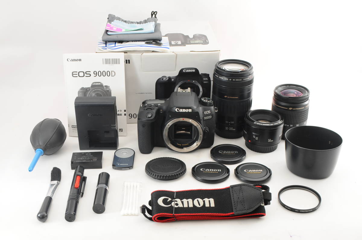 ★ボディ 超美品★ CANON キヤノン 9000D トリプルレンズ 300mm超望遠 ★清潔感溢れる綺麗な外観! ファインダー内カビ・クモリなし! 完動品_画像1