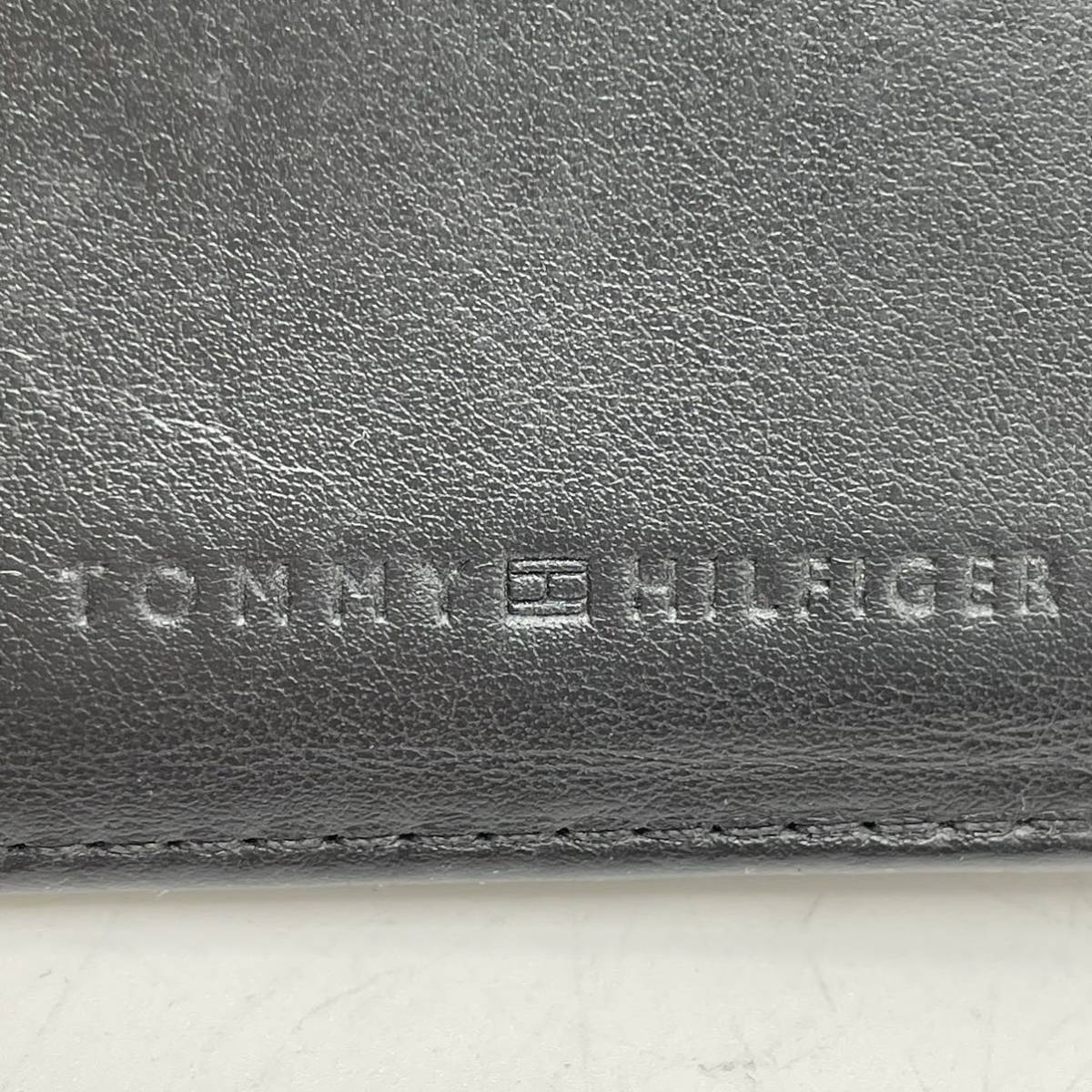 【KO727】TOMMY HILFIGER トミーヒルフィガー二つ折り財布 ウォレット 札入れ 小銭入れ カード入れ ブラック_画像3