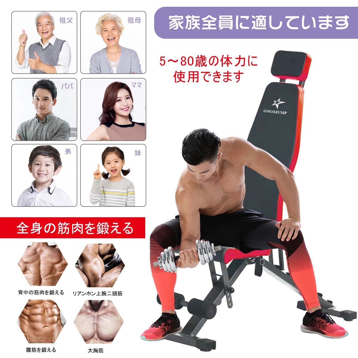 トレーニングベンチ フラットインクラインベンチ ヘッドレスト付き 折りたたみ式 