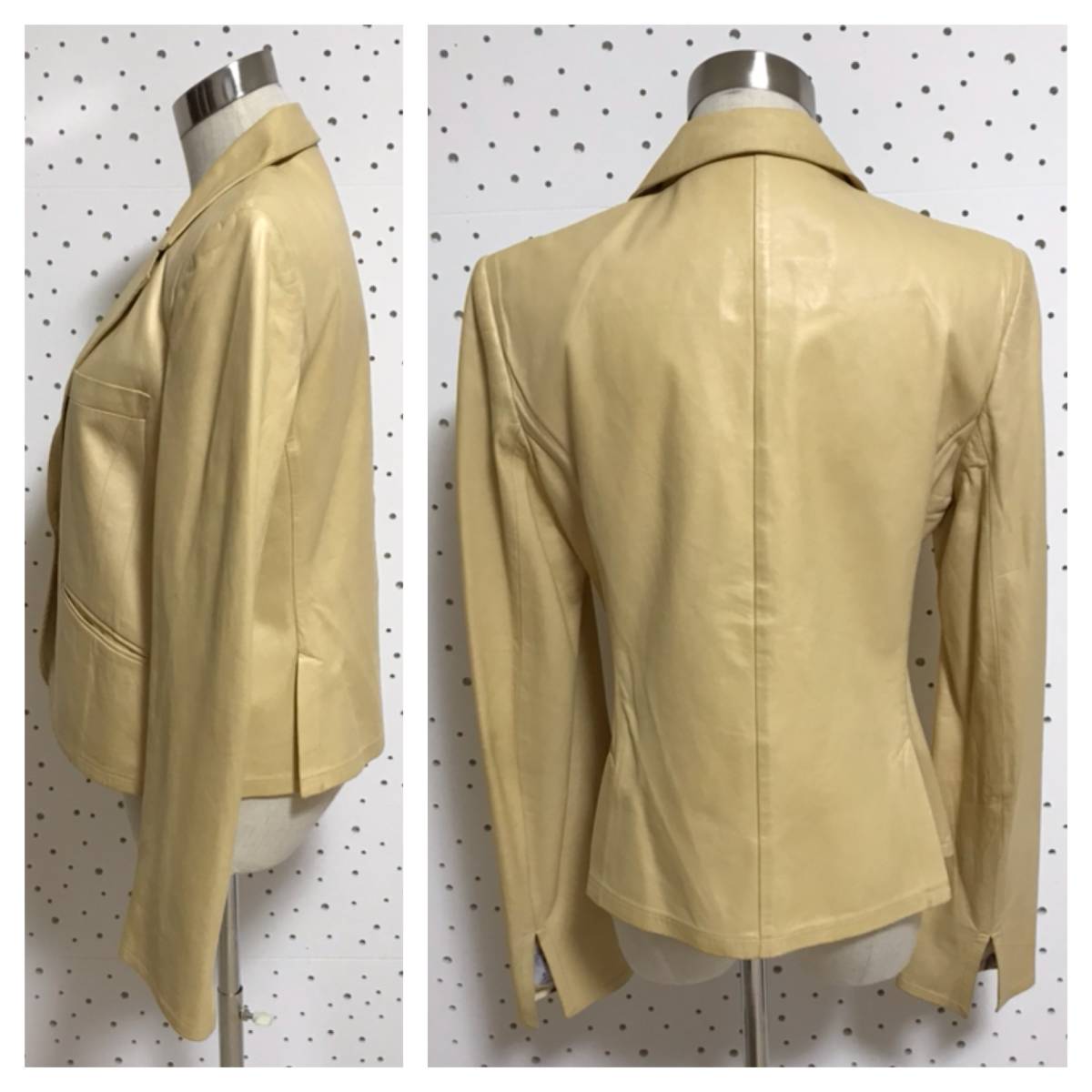 本物 FENDI フェンディ ノッチド レザー ジャケット 44 クリーム系
